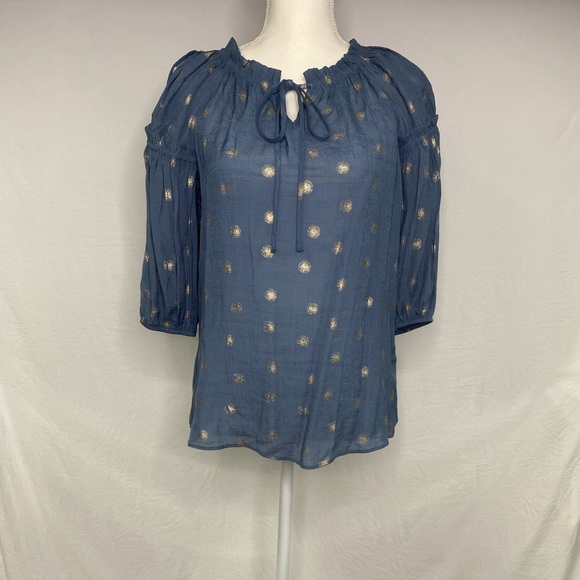 Gato Tops - NWT CATO,  blouse  small  blue with Gold,
